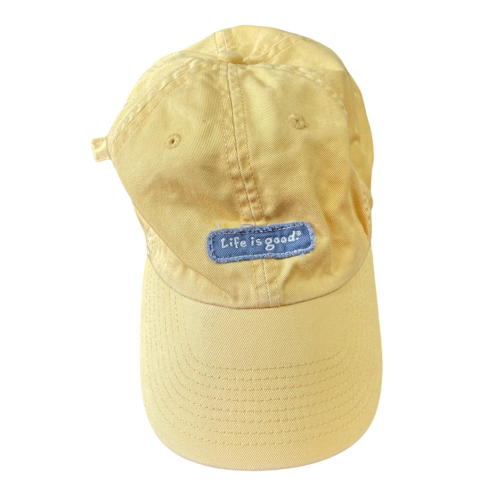Life is Good Yellow Cotton Baseball Hat Adjustable Strap Cap Mens Womens